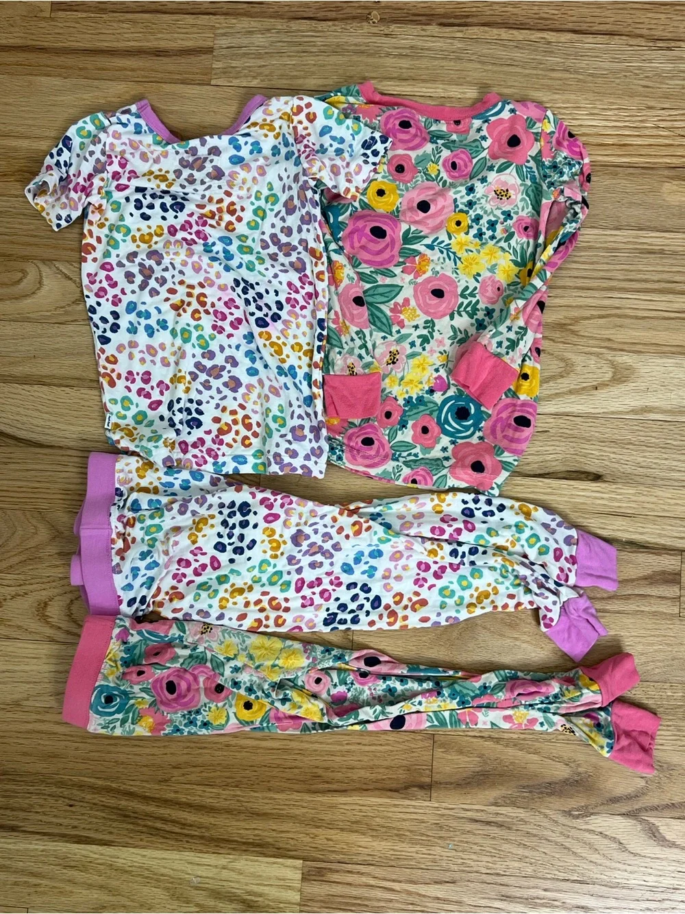 Little Sleepies Pink Floral & Multicolor Leopard 2-Pack Pajama Set size 18-24 mo